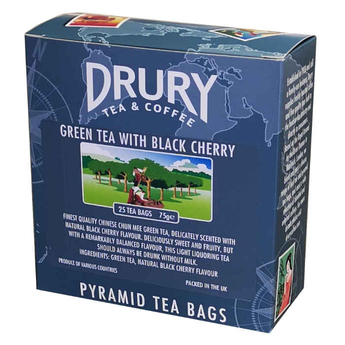 Drury Green tea with Black Cherry Pyramid Tea Bags