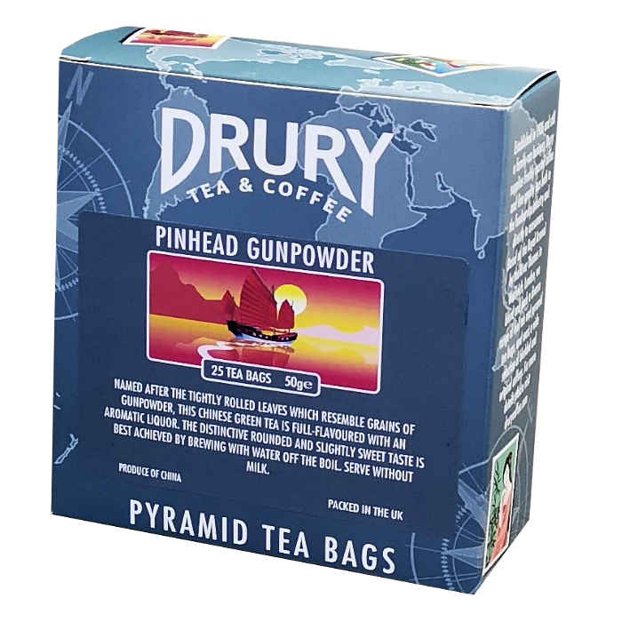 Drury Pinhead Gunpowder Pyramid Tea Bags